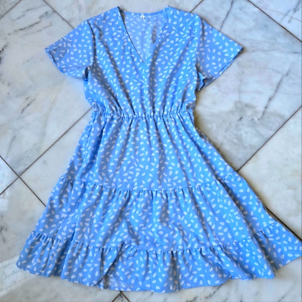 Light blue patterned summer dress by Shein. Womens small.